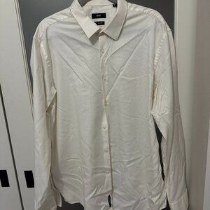 Men's 46 BOSS White Button-down long-sleeve shirt